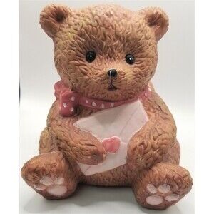 Vintage New Holland Floral Ceramic Valentine Teddy Bear Love Letter Planter Vase